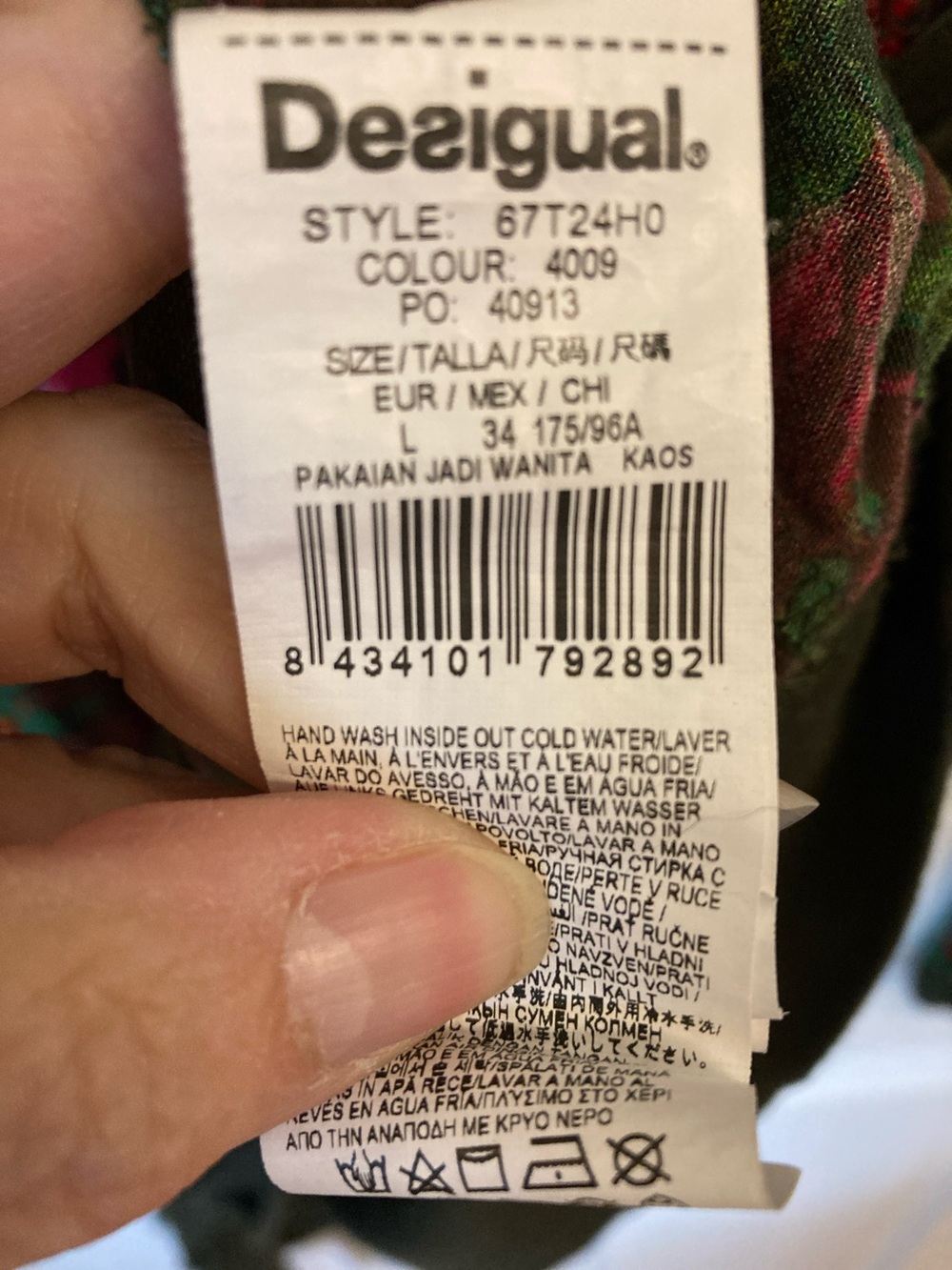 Desigual Olive Tunic “different is beautiful”with Pink & Green Floral Print - Picture 2 of 11